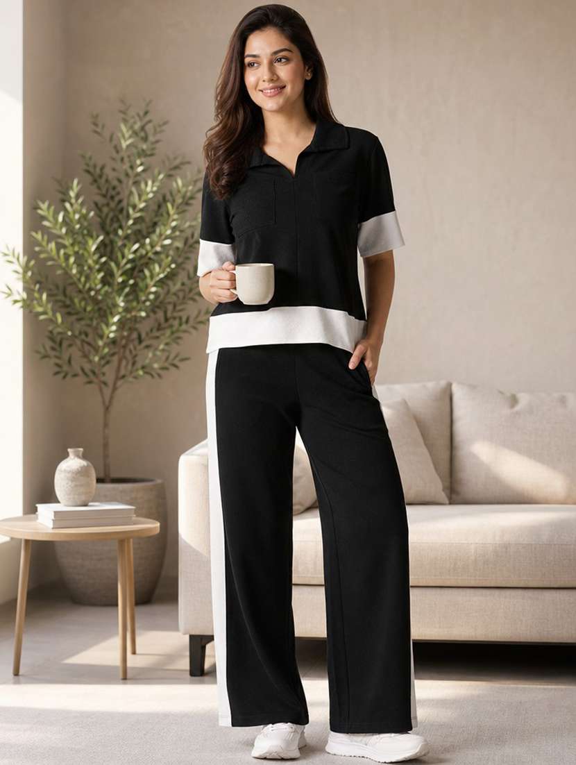 women colourblocked short sleeves top and trouser co-ord set  - 22610217 -  Standard Image - 4