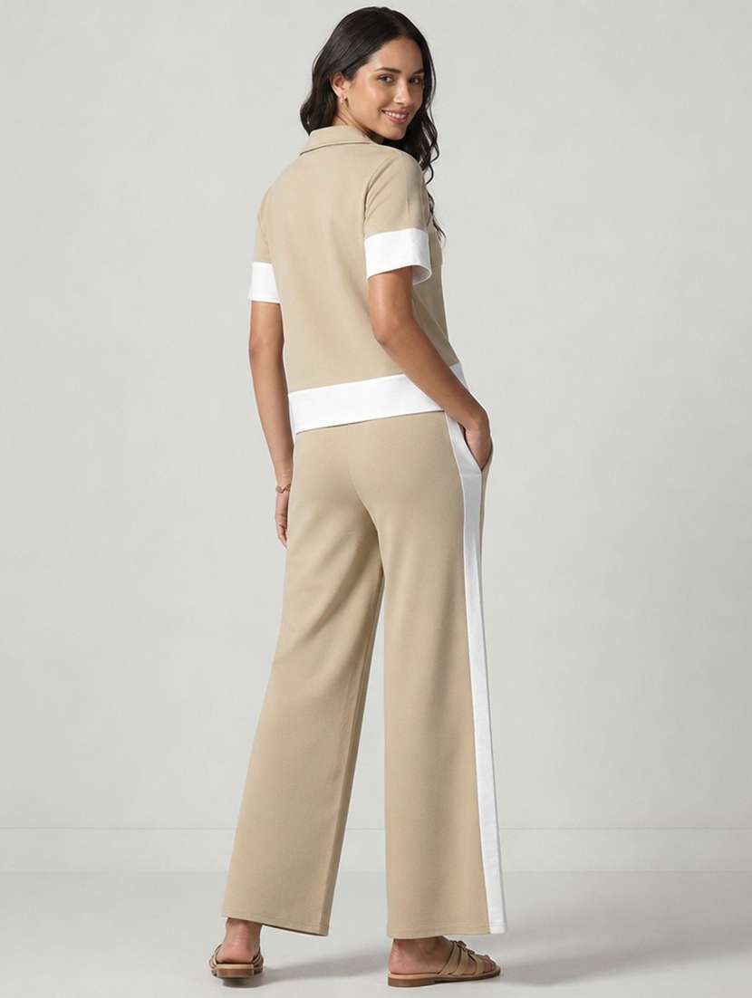 women colourblocked short sleeves top and trouser co-ord set  - 22610218 -  Standard Image - 4