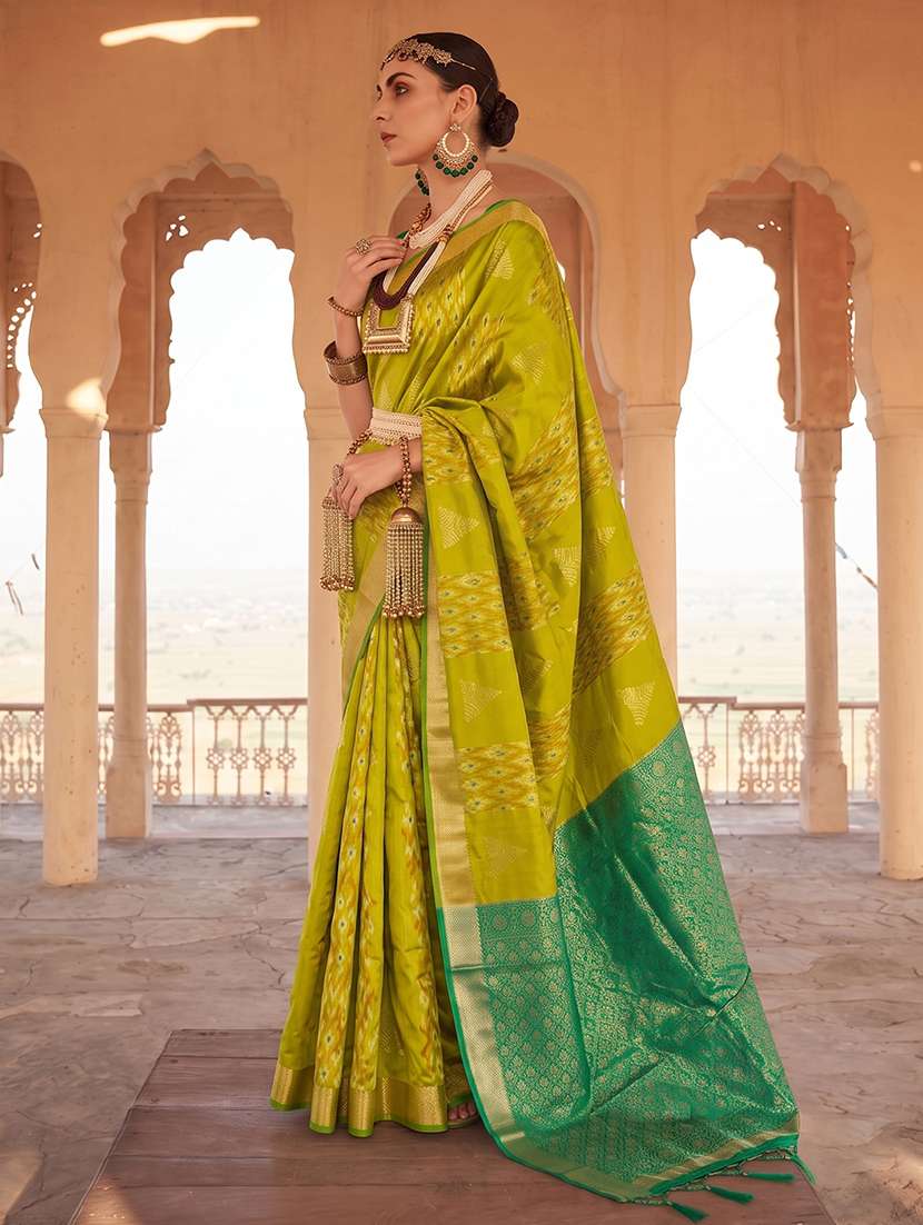 lime silk banarasi saree with blouse - 22610293 -  Standard Image - 1