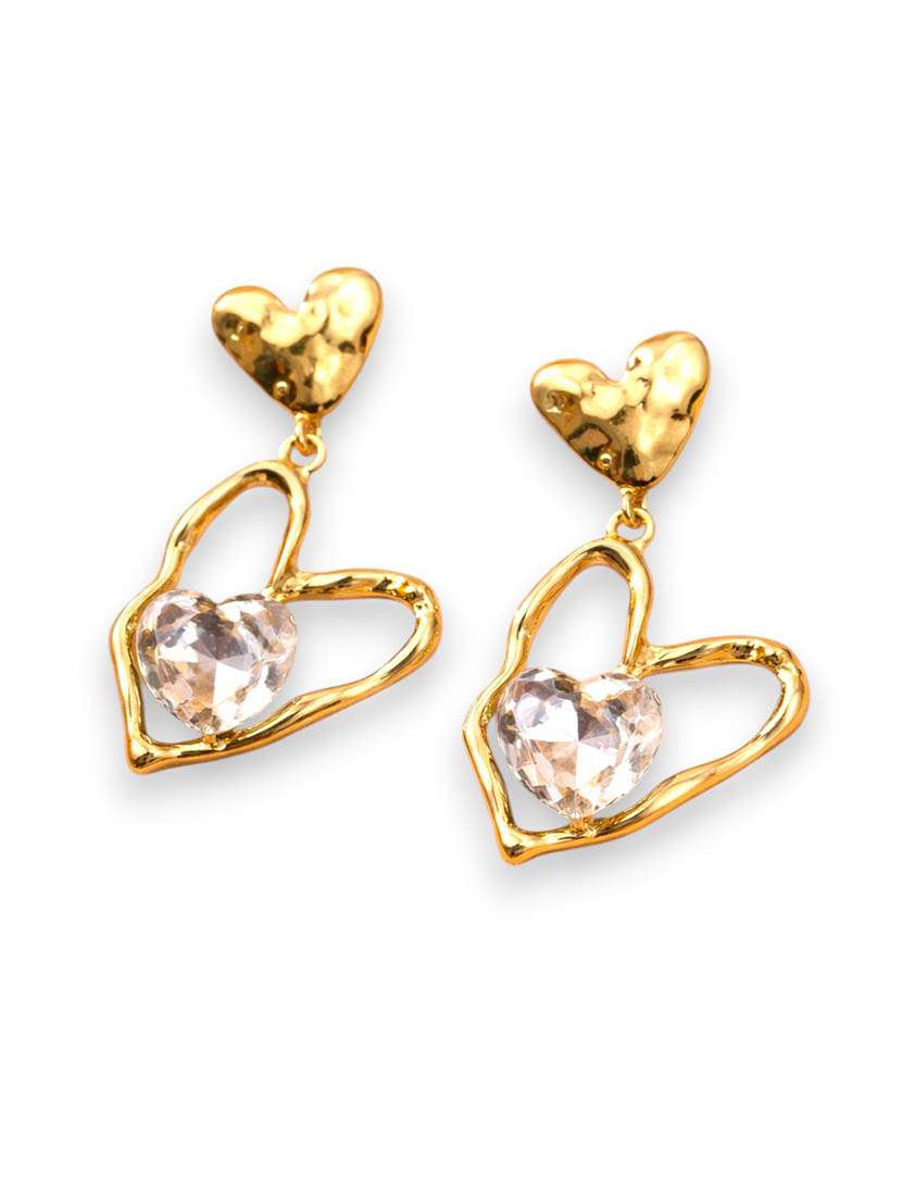 women silver crystal gold tone drop earrings - 22610332 -  Standard Image - 1