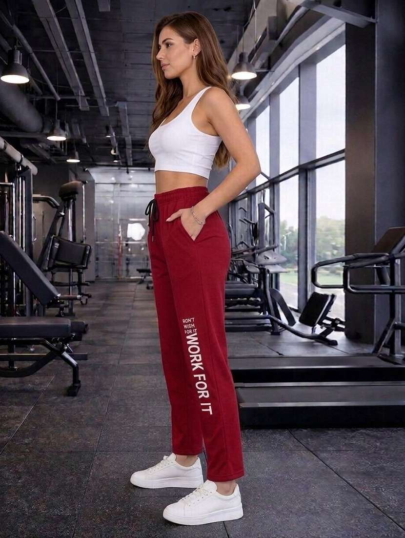 women placement printed high rise track pant - 22610474 -  Standard Image - 1