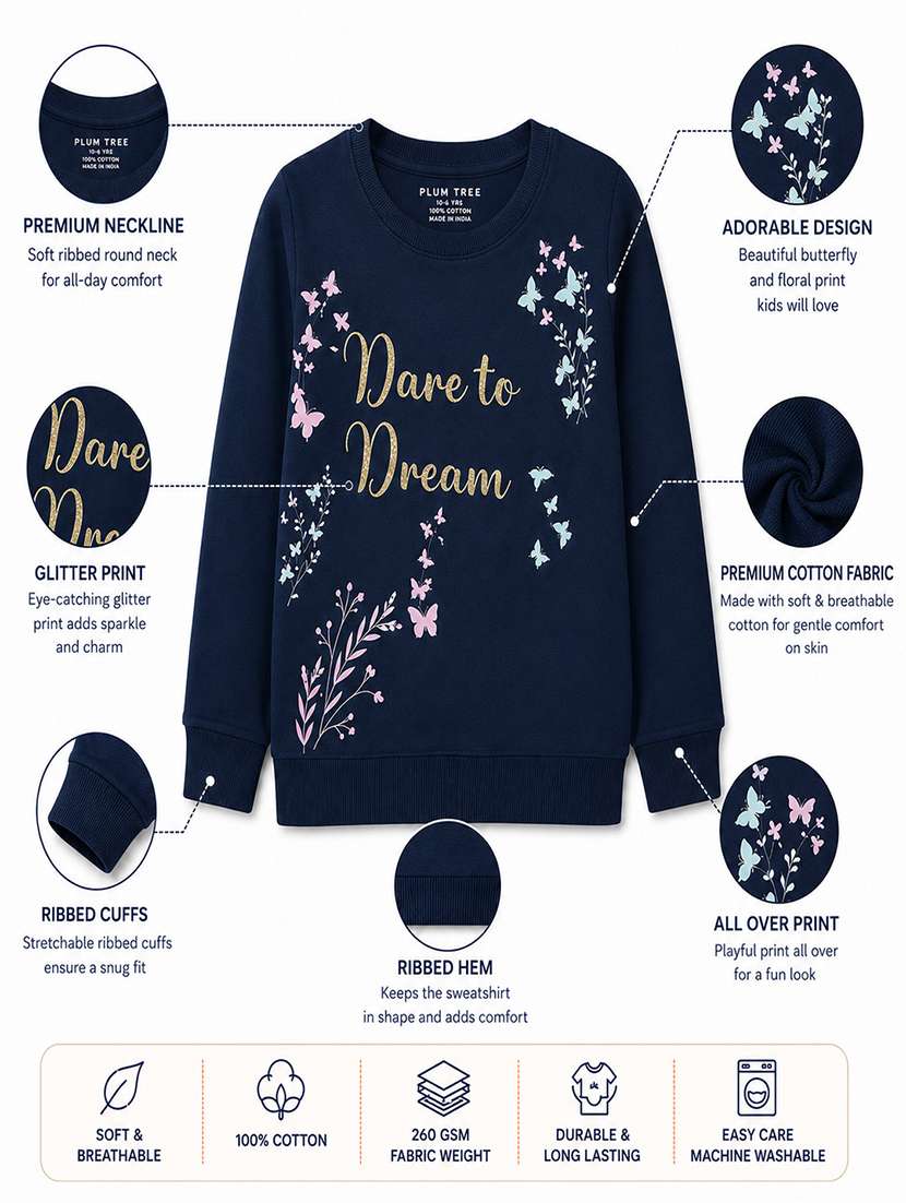 girls printed long sleeves regular fit sweatshirt - 22610551 -  Standard Image - 4