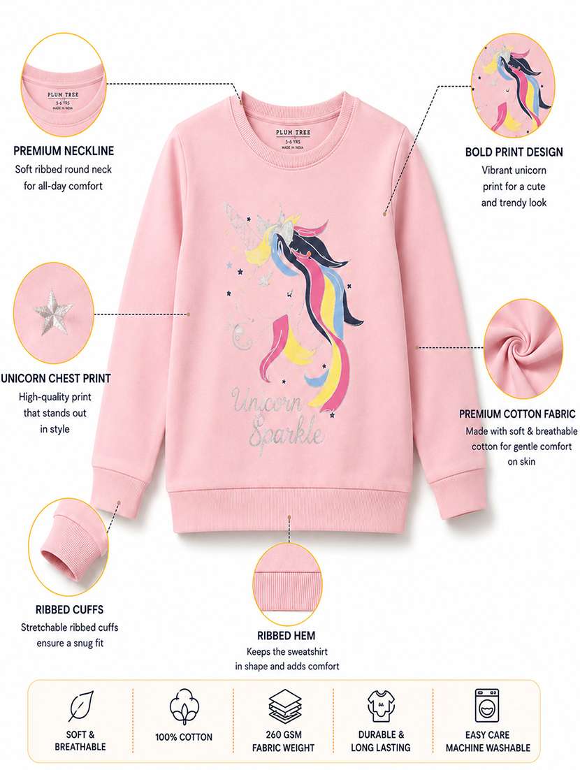girls printed long sleeves regular fit sweatshirt - 22610553 -  Standard Image - 4