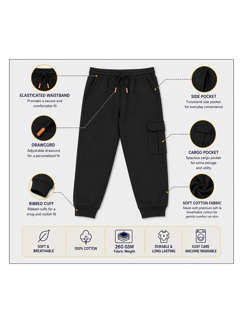 boys solid mid rise regular fit jogger - 22610561 -  Standard Image - 4