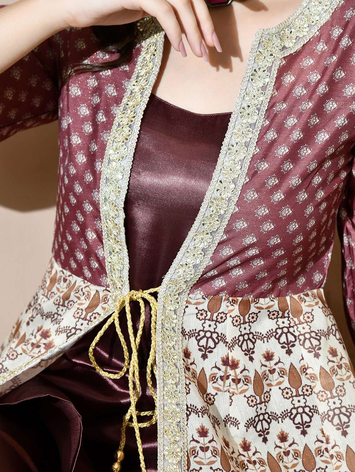 women printed long sleeves top and pant set with jacket - 22610593 -  Standard Image - 1