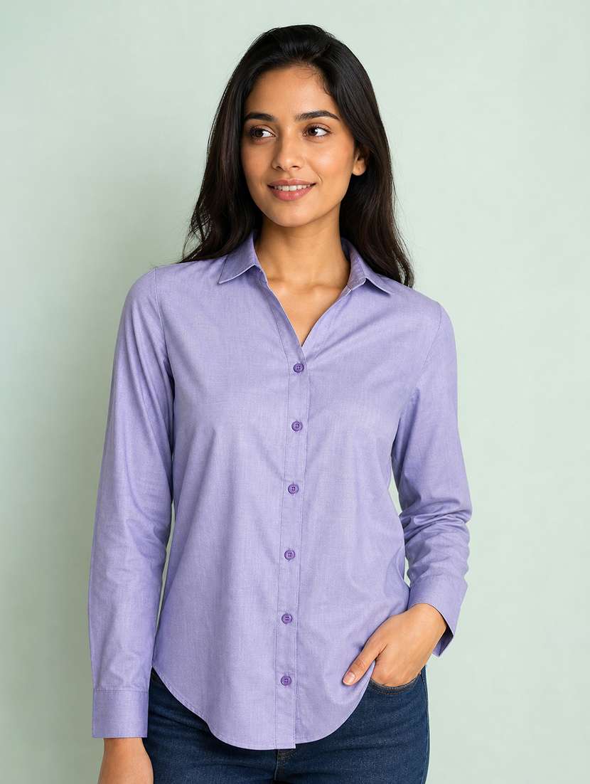 women solid long sleeves regular shirt - 22610649 -  Standard Image - 1