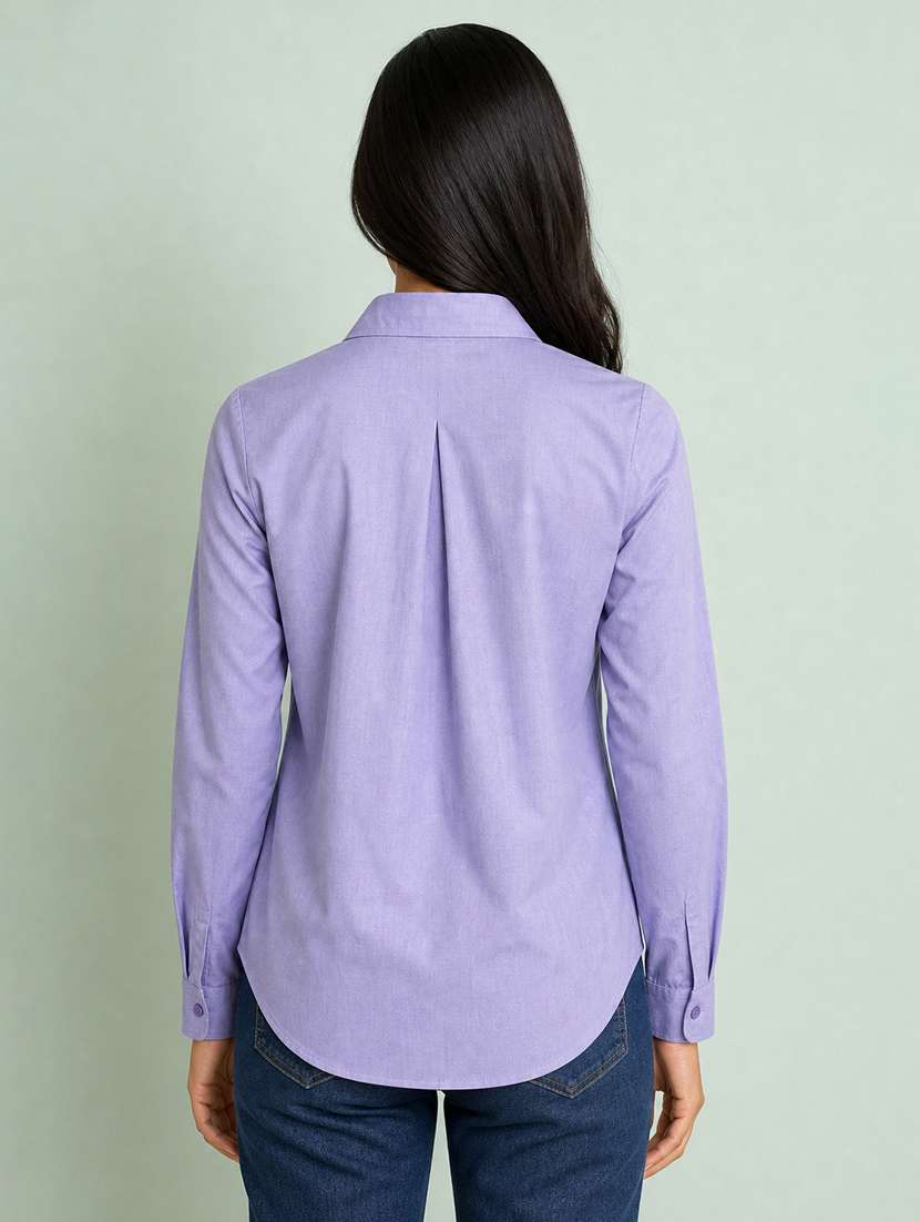women solid long sleeves regular shirt - 22610649 -  Standard Image - 4