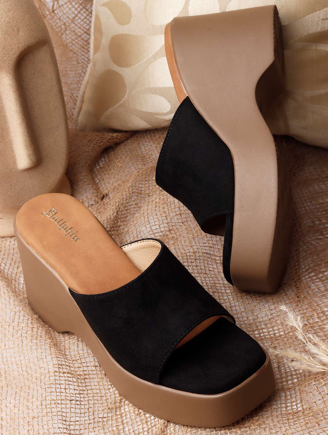 women solid slip on wedges