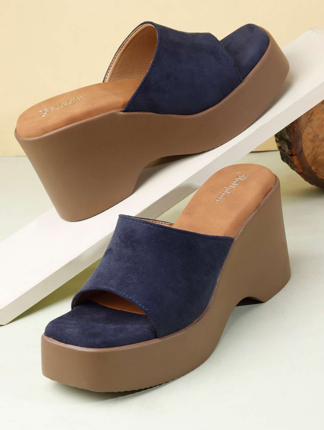 women solid slip on wedges