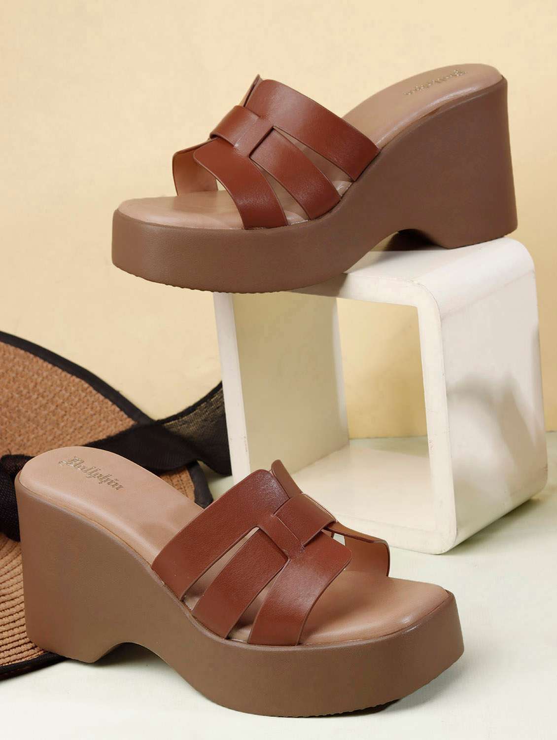 women solid slip on wedges
