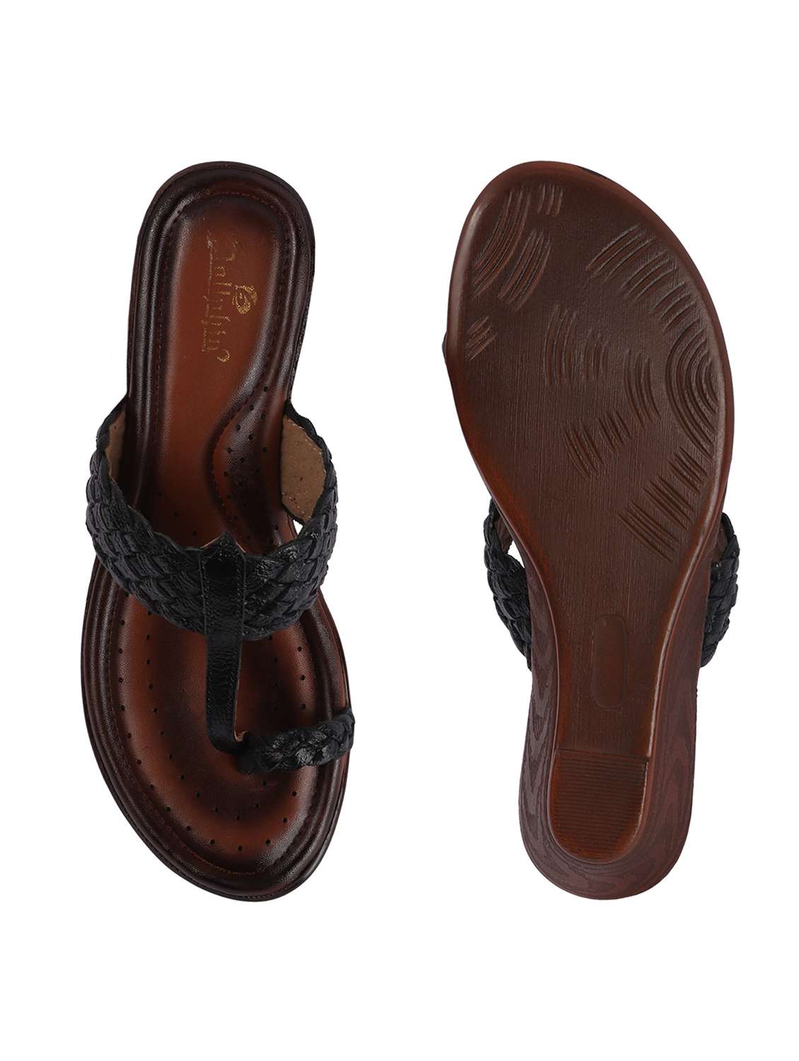 Women Textured One Toe Wedges - 22610664 -  Standard Image - 4