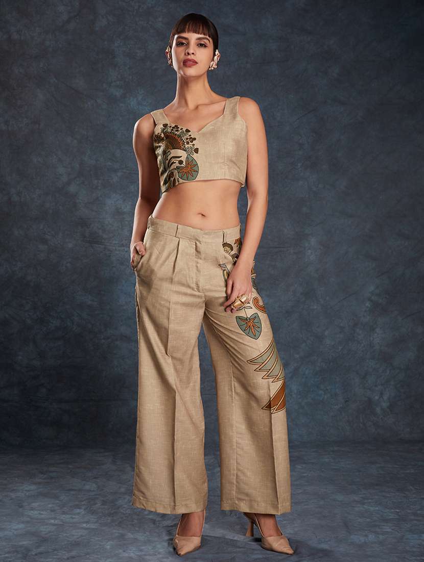 women printed sleeveless top and trouser co-ord set - 22610749 -  Standard Image - 1