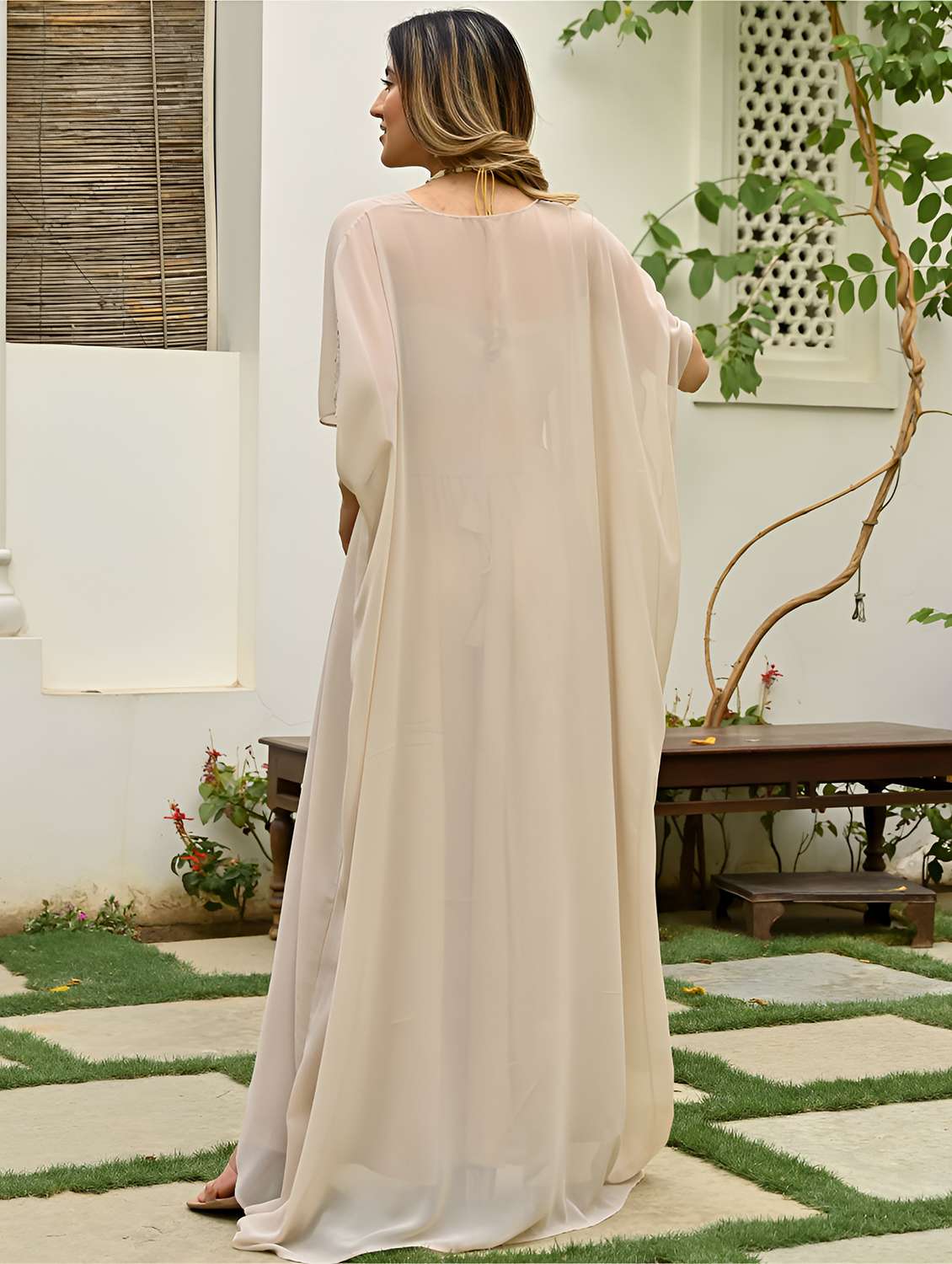 women embellished off shoulder fusion set with shrug - 22610755 -  Standard Image - 4