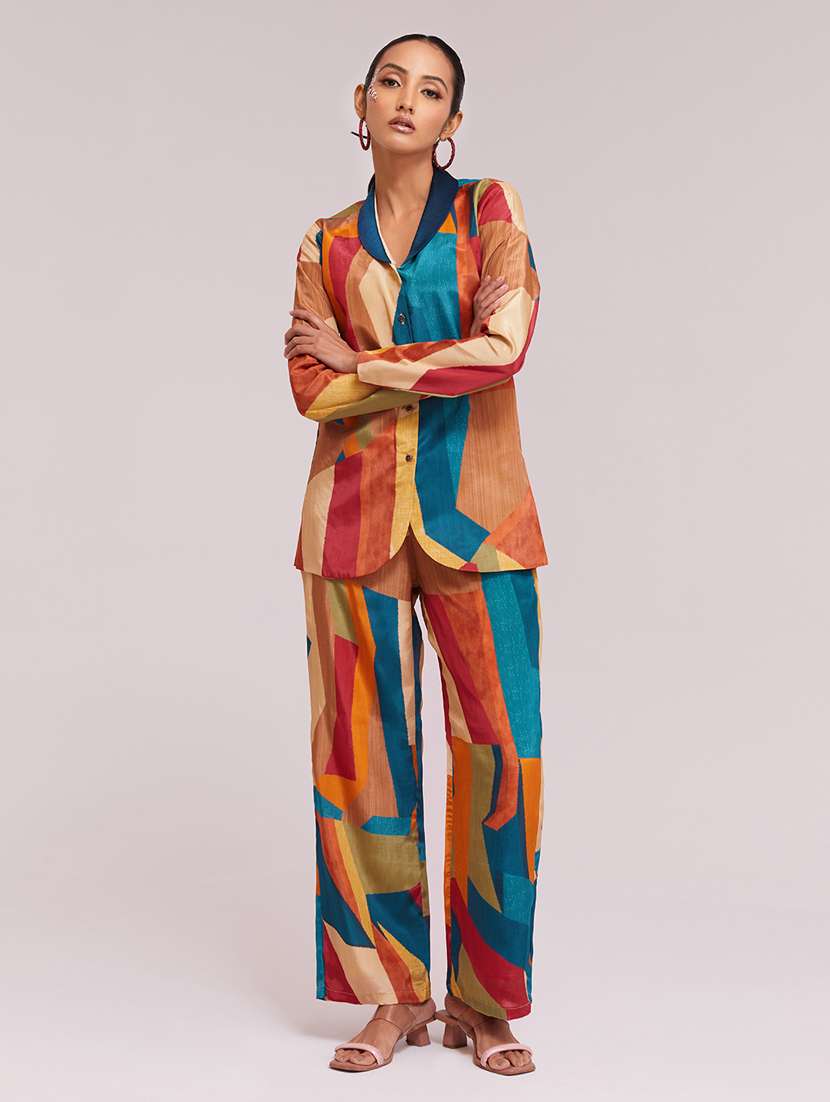 Women Printed Long Sleeves Shirt And Trouser Co-ord Set - 22610757 -  Standard Image - 4
