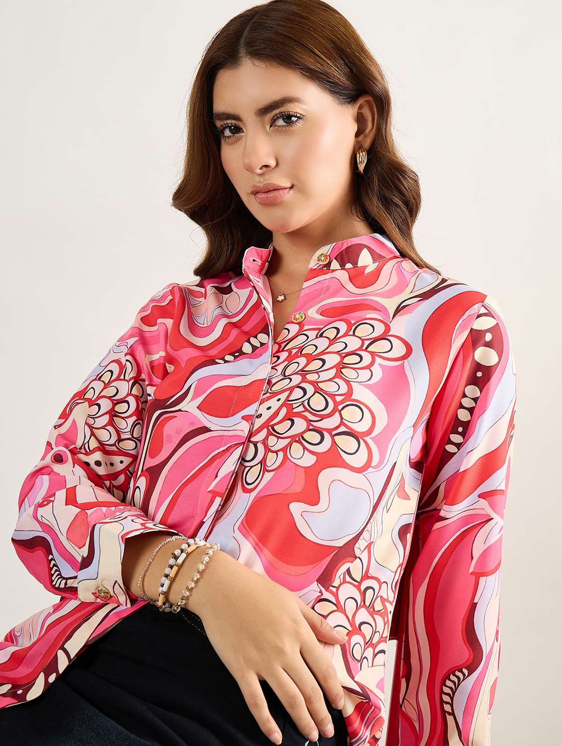 women printed long sleeves regular shirt - 22610797 -  Standard Image - 1