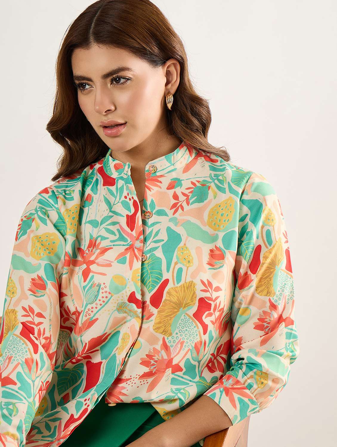 women printed long sleeves regular shirt - 22610804 -  Standard Image - 1