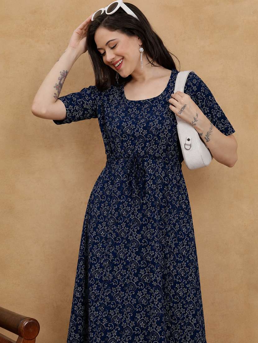 Women Printed Short Sleeves A-line Dress - 22610823 -  Standard Image - 1