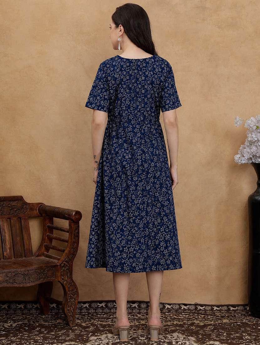 Women Printed Short Sleeves A-line Dress - 22610823 -  Standard Image - 4