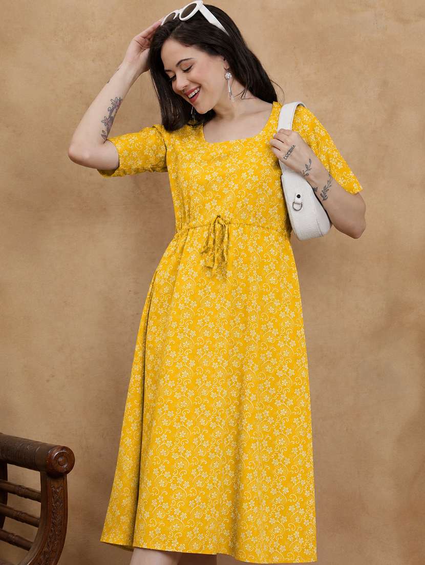 Women Printed Short Sleeves A-line Dress - 22610826 -  Standard Image - 1