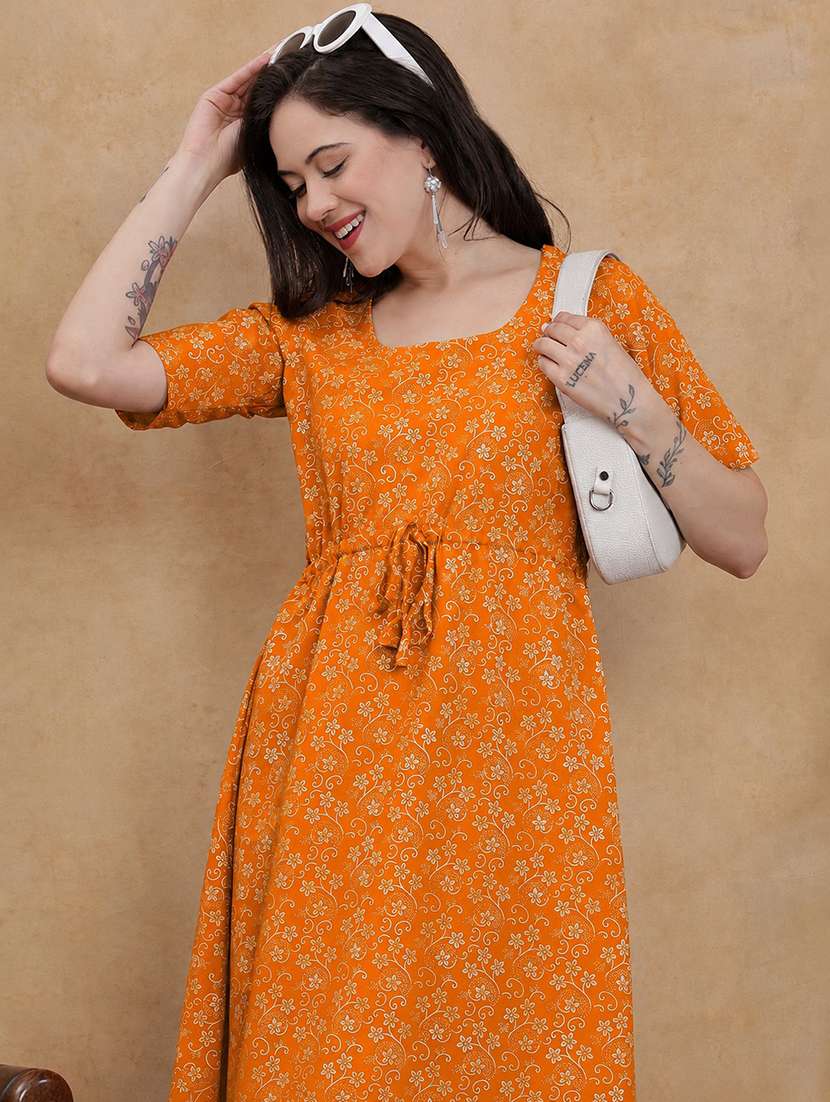 Women Printed Short Sleeves A-line Dress - 22610830 -  Standard Image - 1