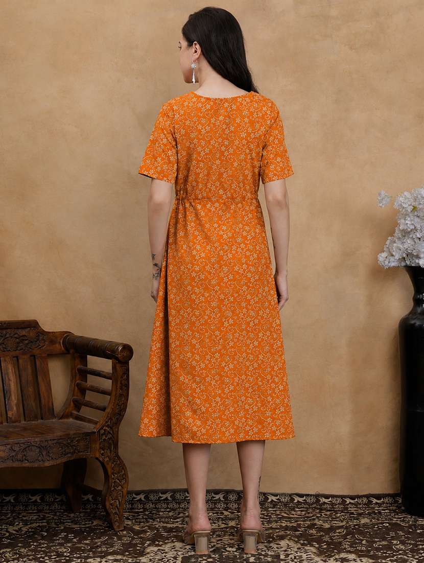 Women Printed Short Sleeves A-line Dress - 22610830 -  Standard Image - 4
