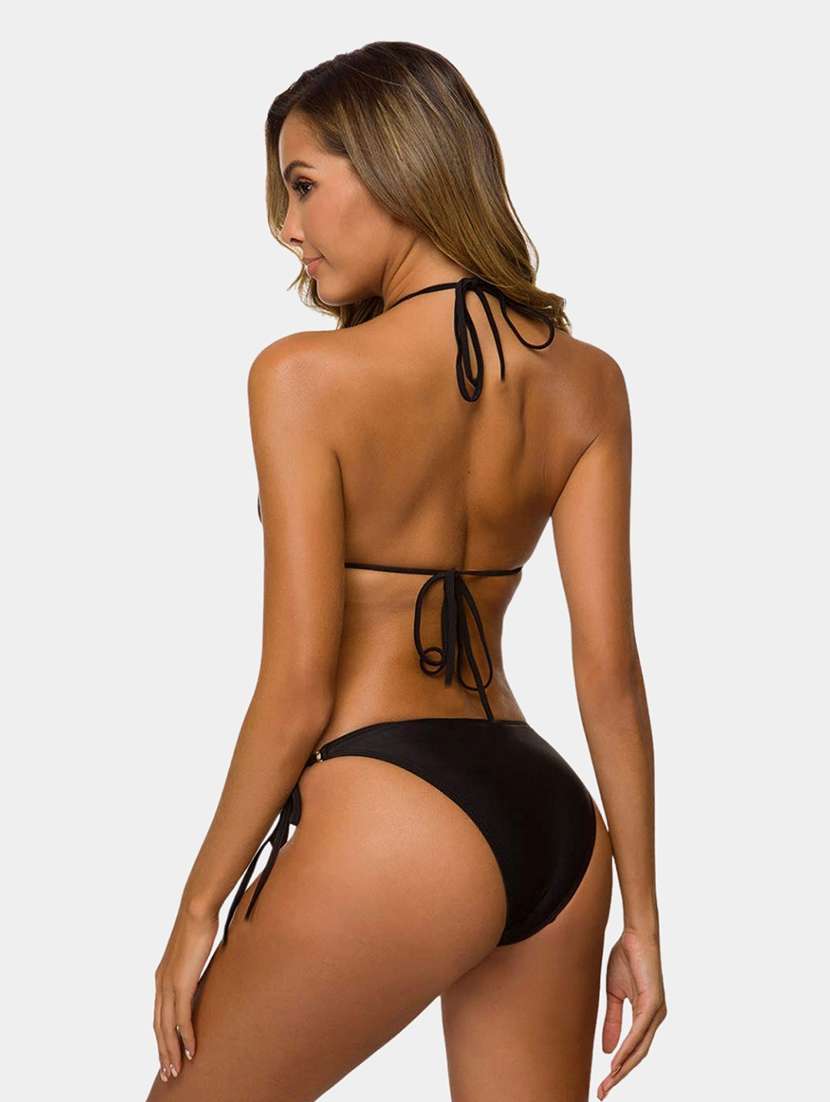 women solid halter neck bikini set - 22610831 -  Standard Image - 1