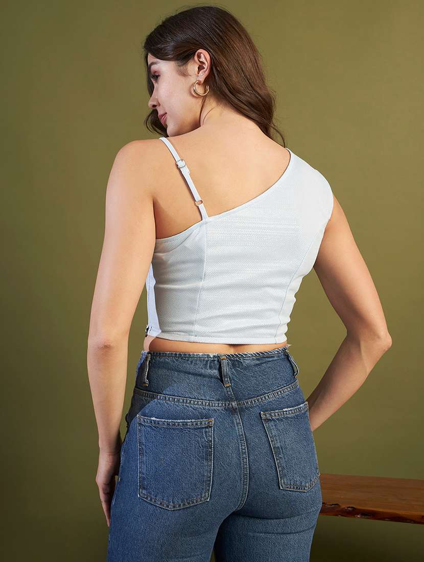 Women Self Design Sleeveless Crop Top - 22610844 -  Standard Image - 4
