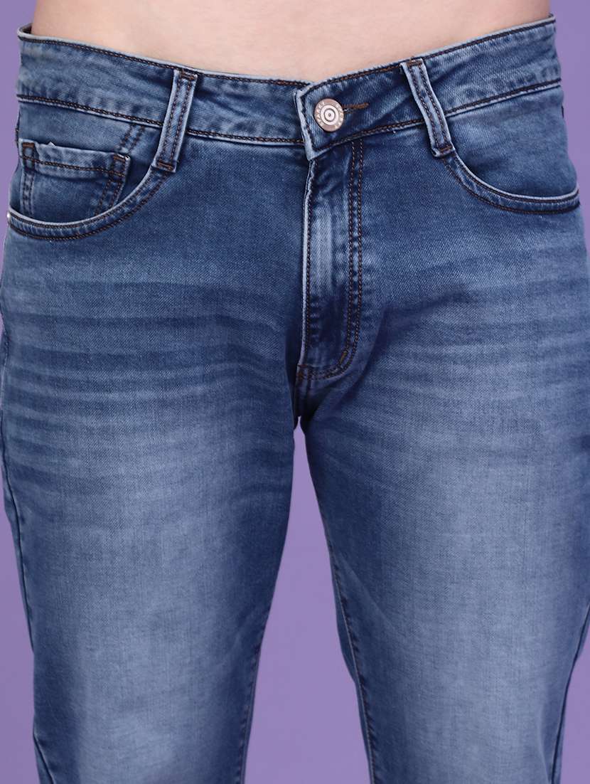 Men Washed Mid Rise Full Length Straight Jeans - 22613299 -  Standard Image - 1