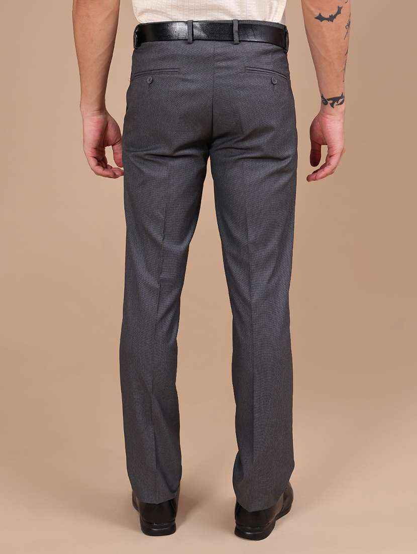 Men Solid Mid Rise Flat Front Formal Trouser - 22613698 -  Standard Image - 4