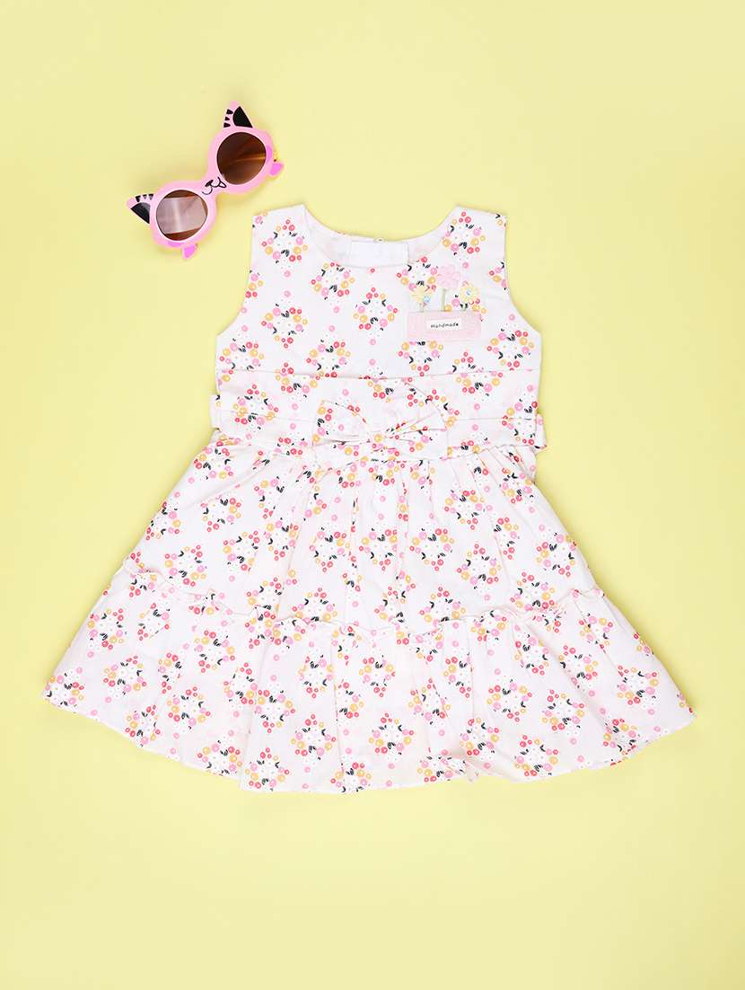 Girls Printed Round Neck Frock - 22614068 -  Standard Image - 1