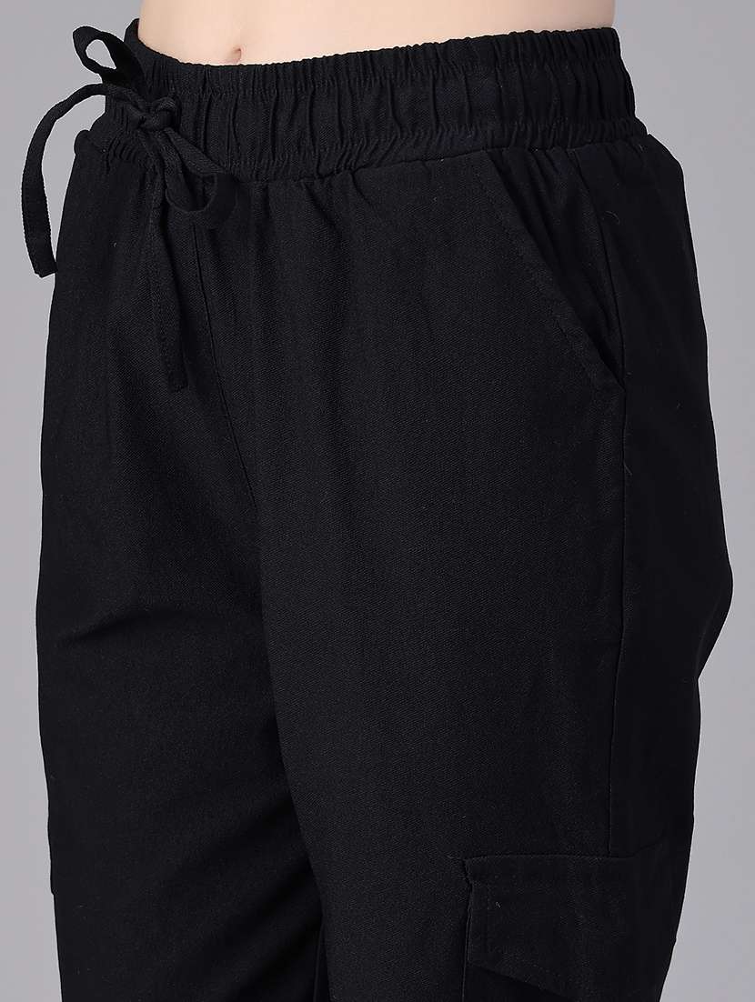 Women Solid High Rise Regular Fit Cargo - 22614246 -  Standard Image - 1