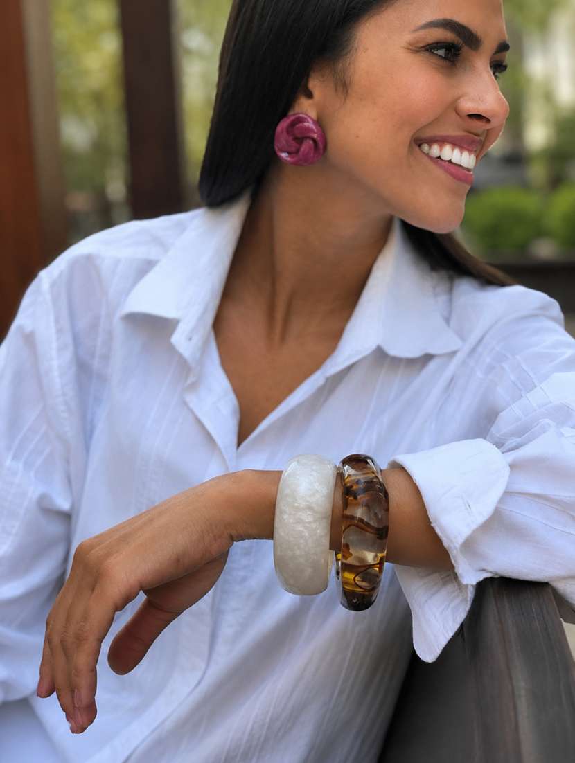 women set of 2 tortoise and cream bangles  - 22614915 -  Standard Image - 4