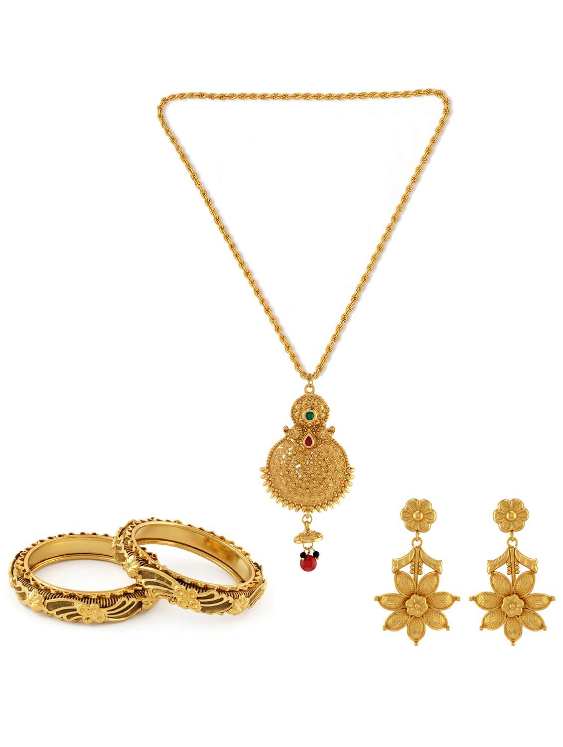 Women Brass Gold Pendant Kada Set - 22614982 -  Standard Image - 1