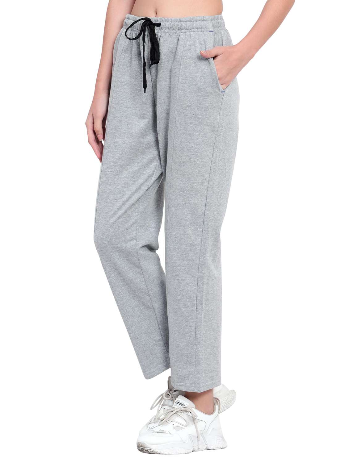 women solid mid rise regular fit track pant - 22615033 -  Standard Image - 1