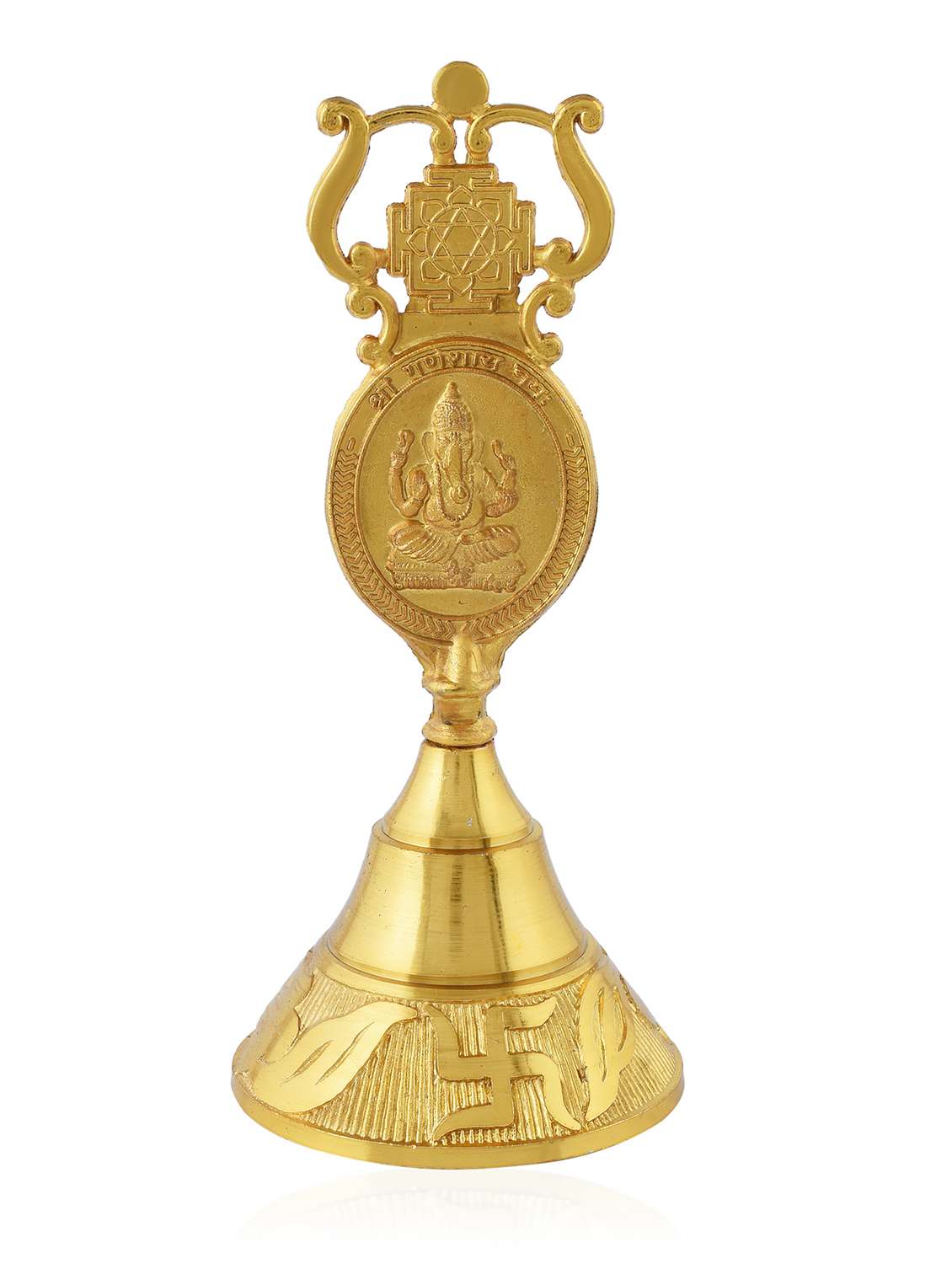 brass gold big bell with ganesh motif - 22615051 -  Standard Image - 1