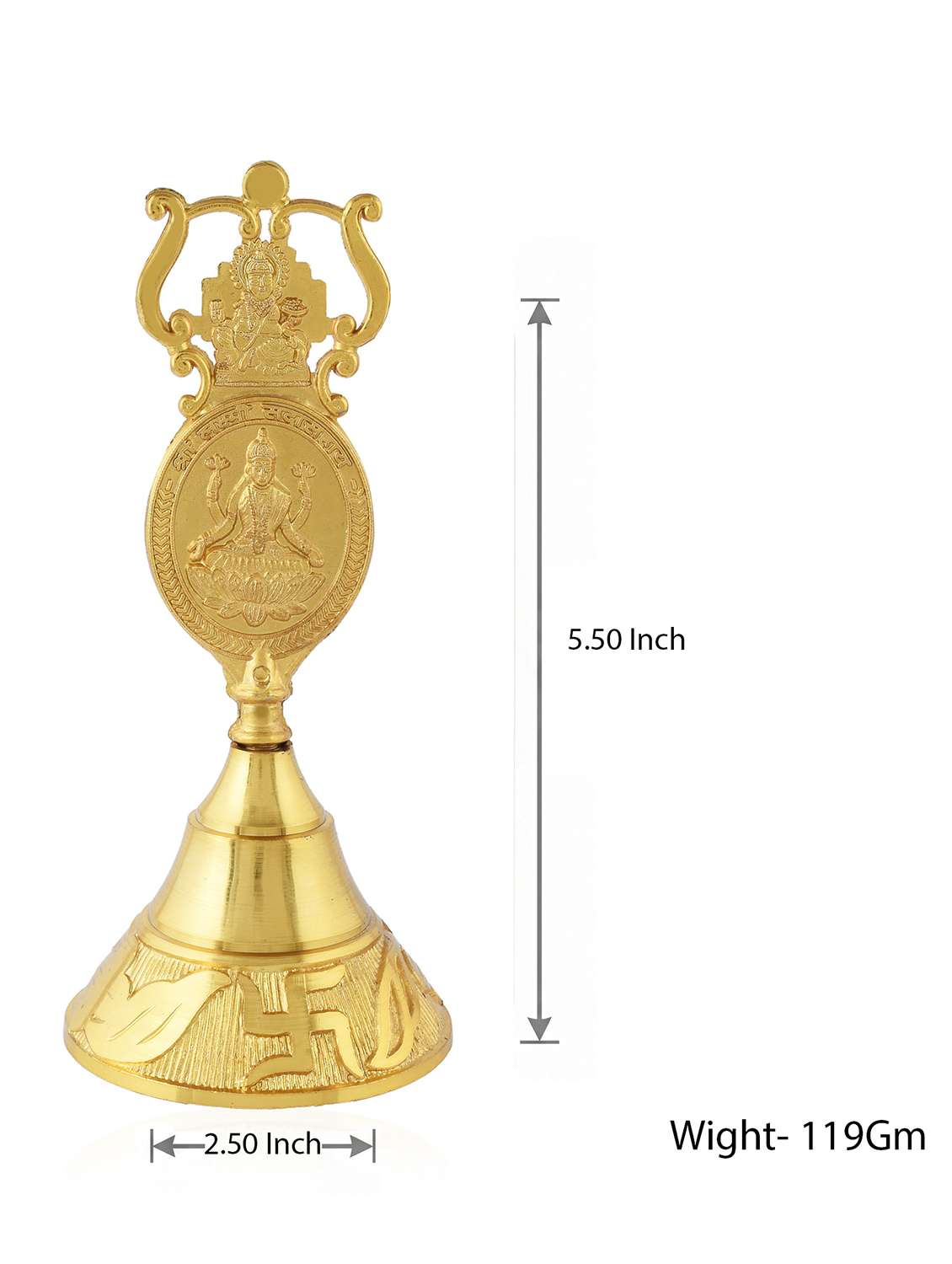 brass gold big bell with ganesh motif - 22615051 -  Standard Image - 4