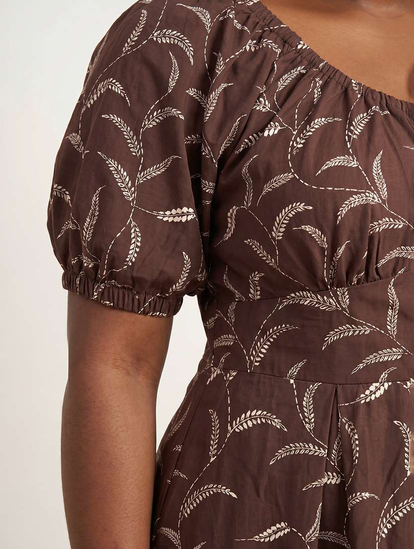 Women Printed Puff Sleeves A-line Dress - 22615066 -  Standard Image - 1