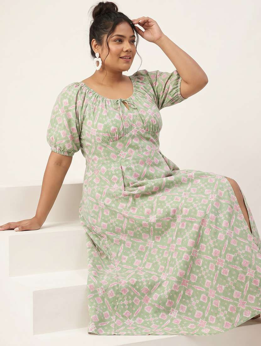 Women Printed Puff Sleeves A-line Dress - 22615067 -  Standard Image - 4