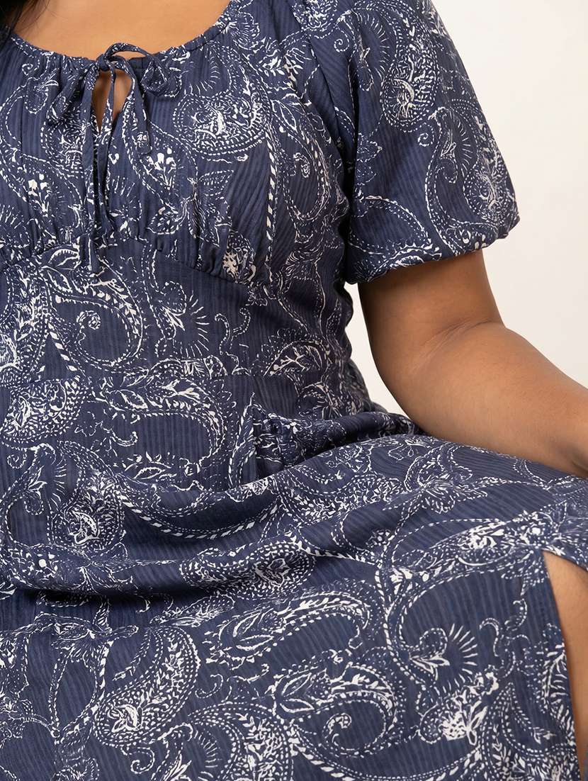 Women Printed Puff Sleeves A-line Dress - 22615068 -  Standard Image - 1