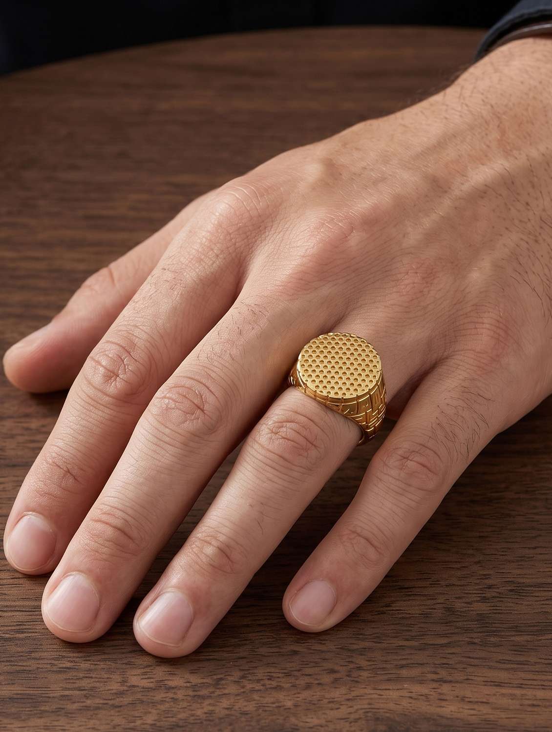 men brass micron gold pimpled finger ring - 22615097 -  Standard Image - 4