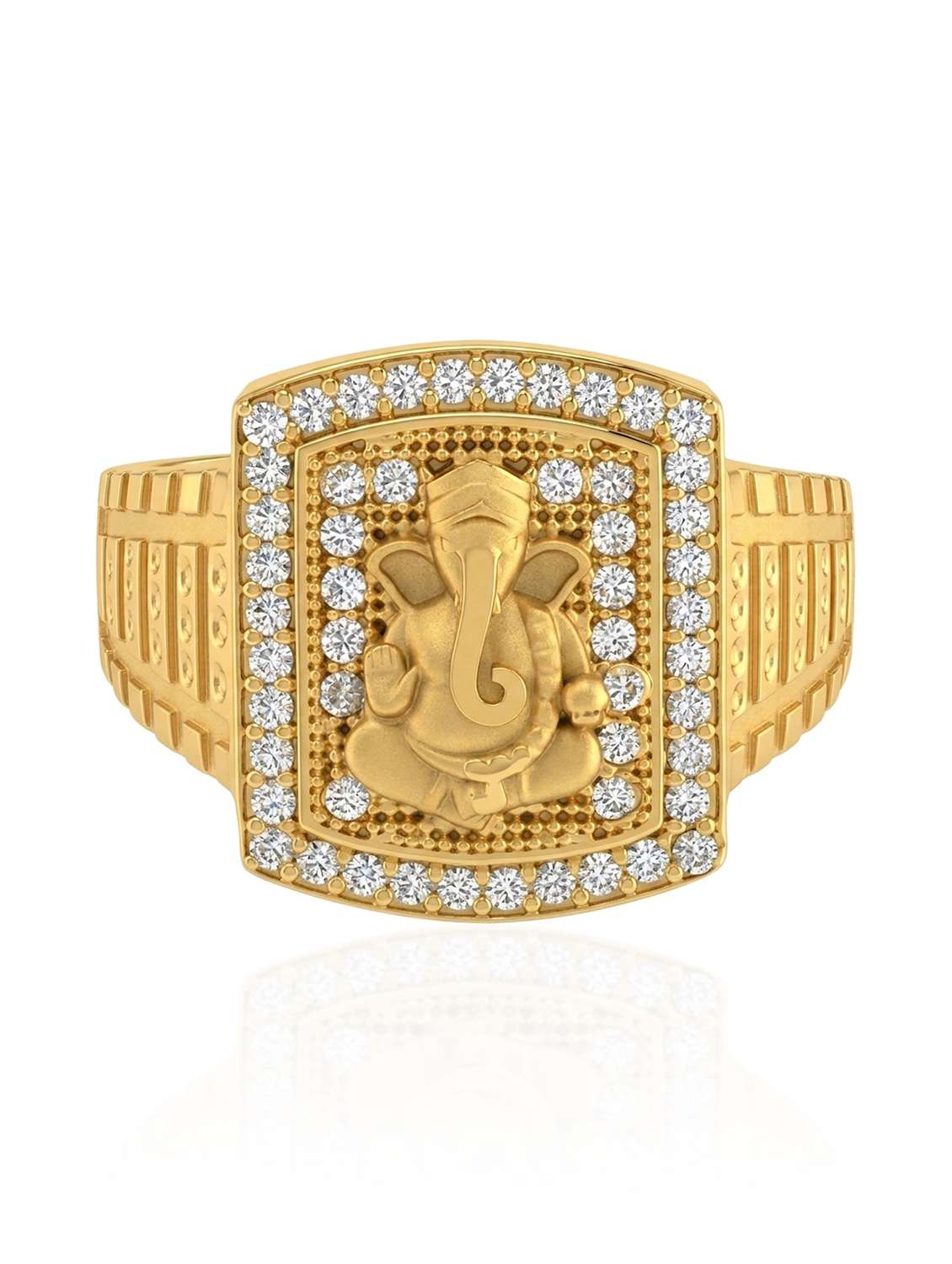 men gold brass finger ring with stone closed loop - 22615098 -  Standard Image - 1