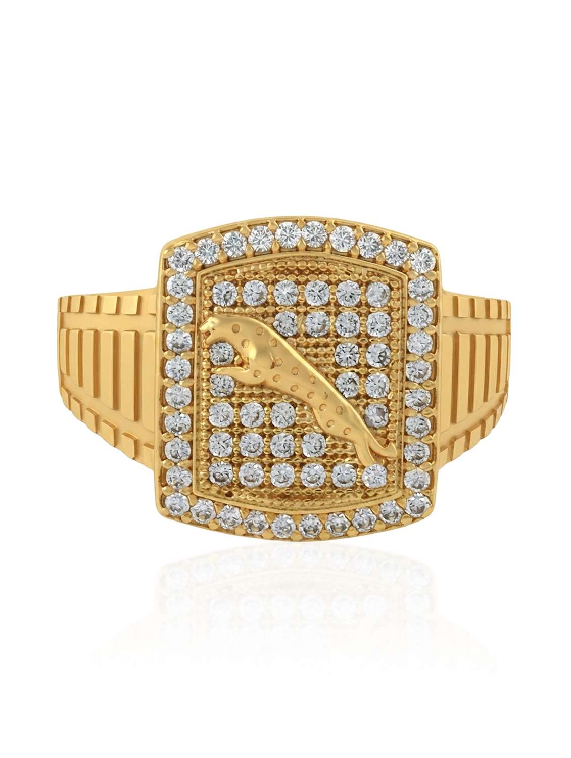 men gold brass imitation diamond jaguar finger ring - 22615103 -  Standard Image - 1