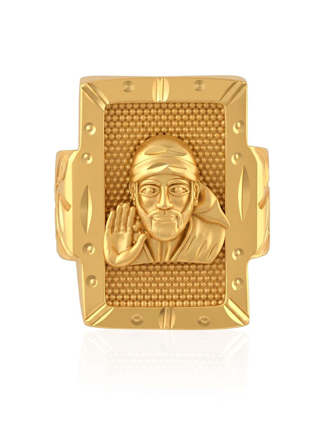 men brass micron gold plated finger ring with sai baba motif - 22615107 -  Standard Image - 1