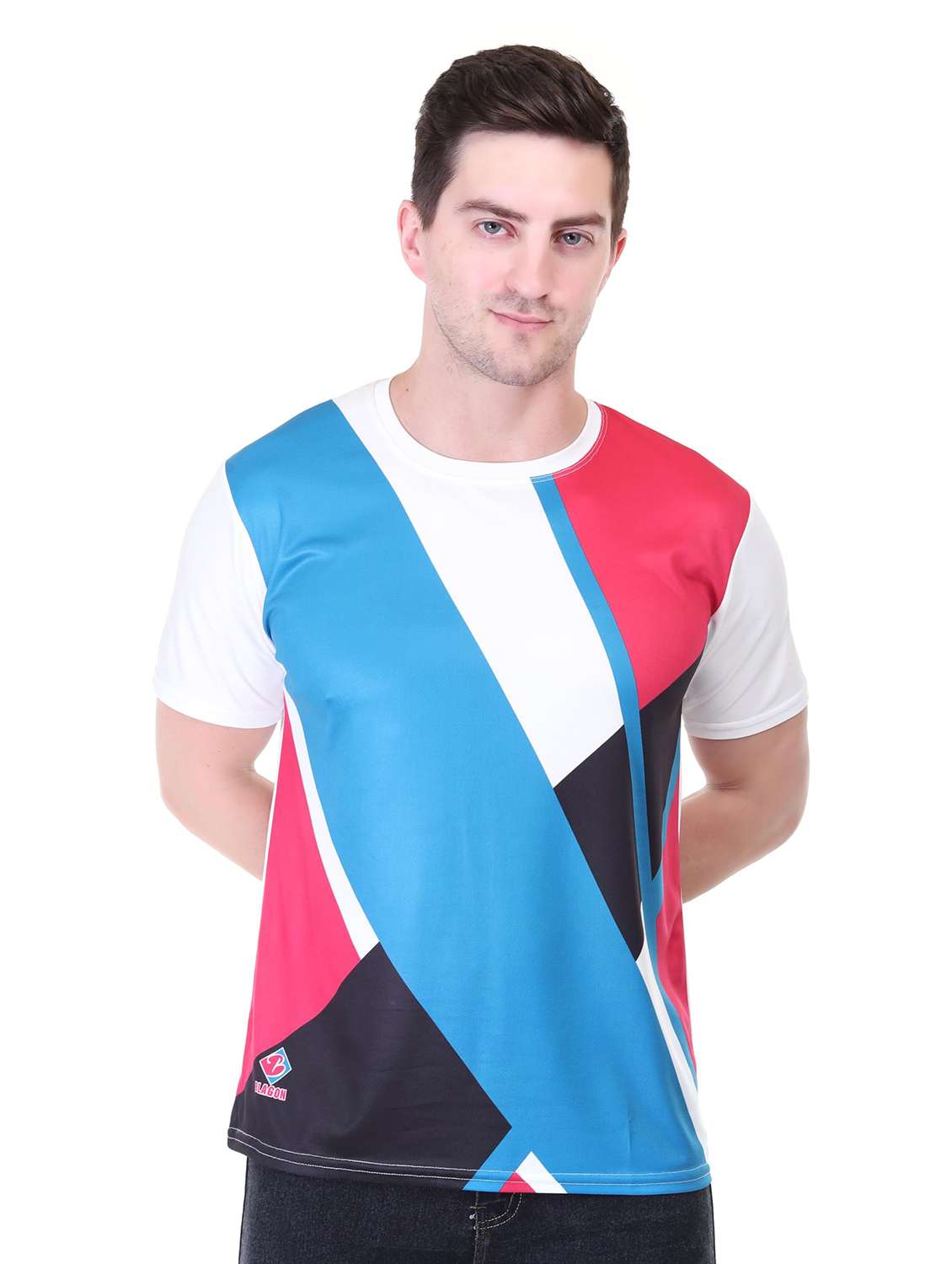 men colourblocked short sleeves regular fit t-shirt - 22615402 -  Standard Image - 1