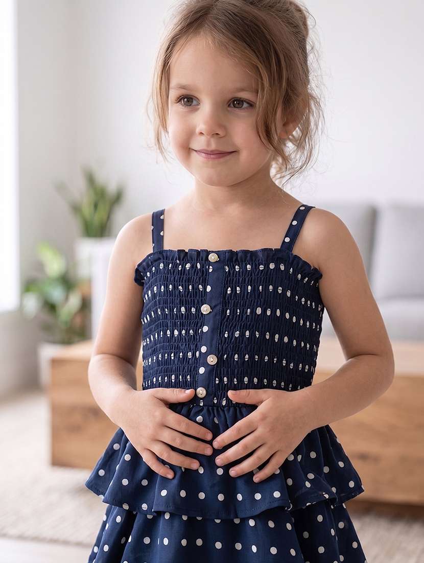 Girls Printed Sleeveless Layered Dress - 22615502 -  Standard Image - 1