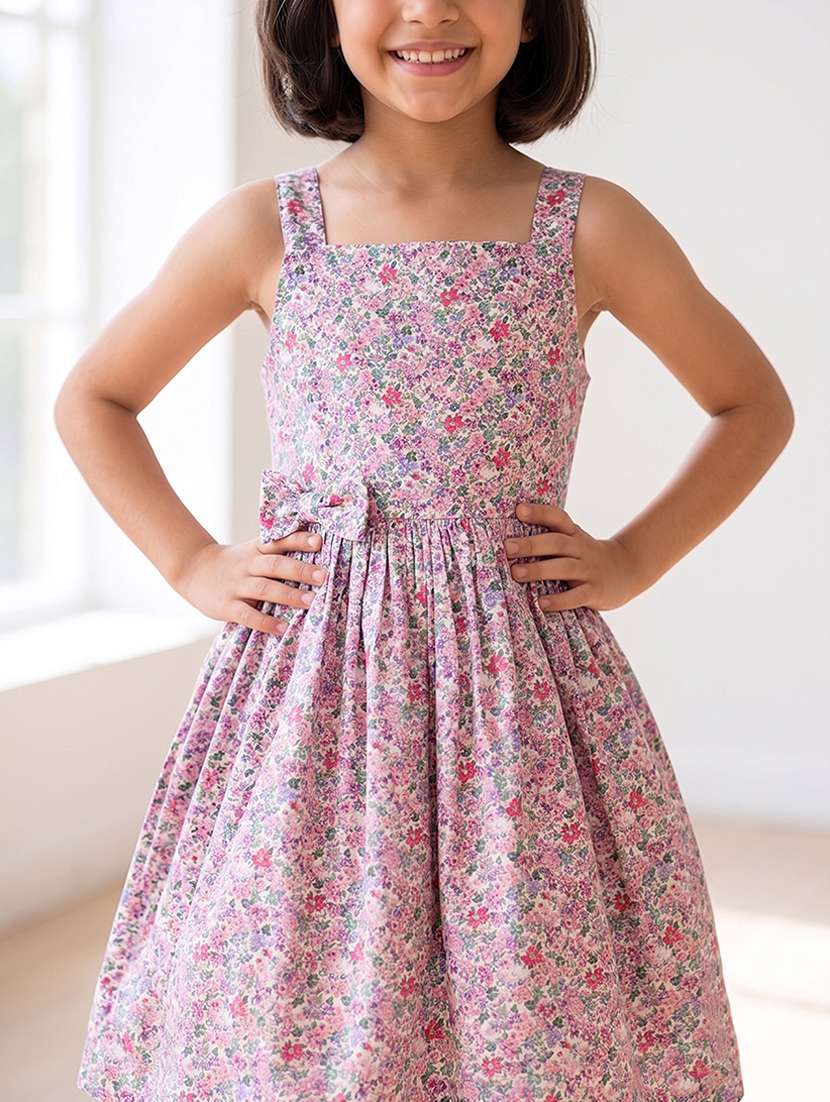 Girls Printed Sleeveless Fit And Flare Dress - 22615503 -  Standard Image - 1