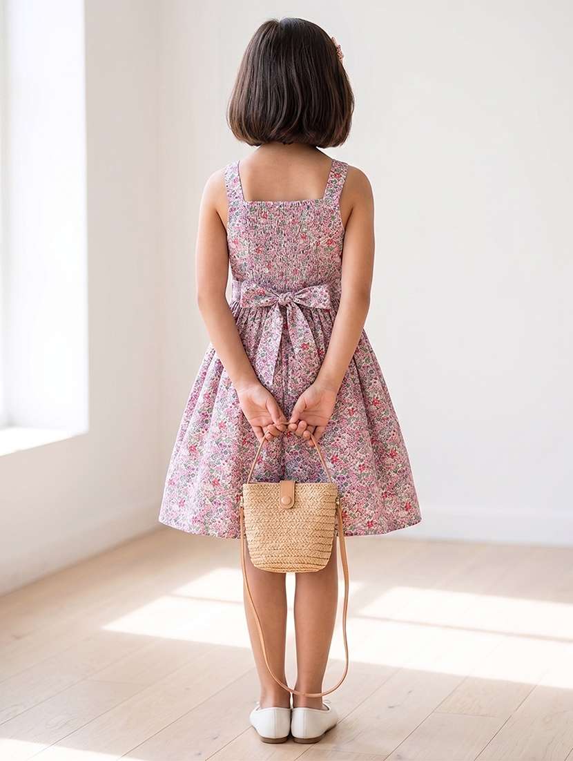 Girls Printed Sleeveless Fit And Flare Dress - 22615503 -  Standard Image - 4