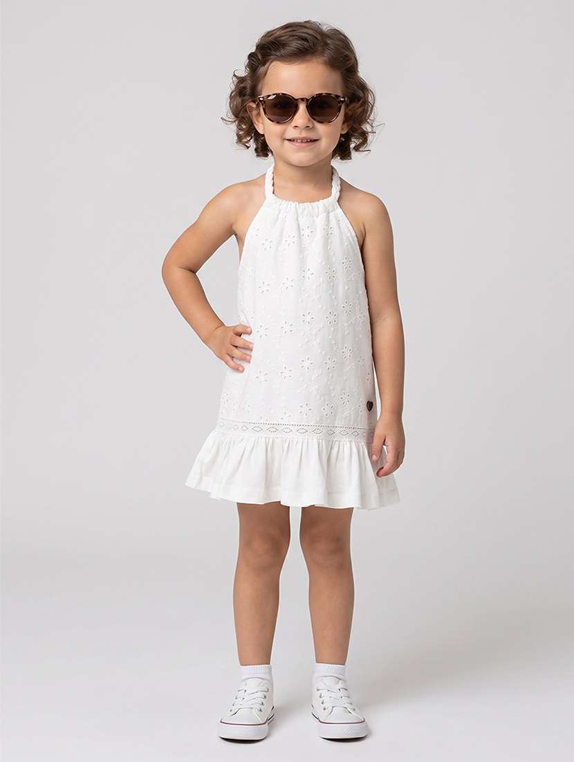 girls self design halter neck tiered dress - 22615510 -  Standard Image - 1