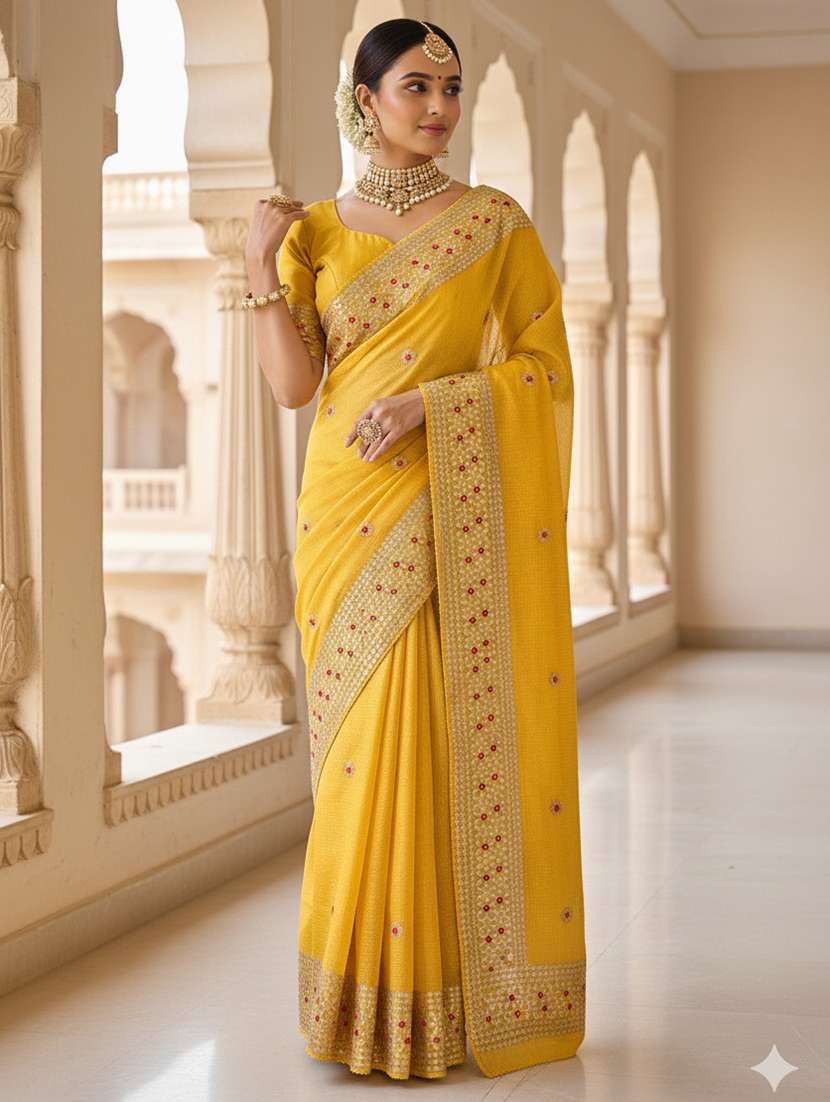 Women Checkered Kota Doria Saree With Blouse - 22615512 -  Standard Image - 1