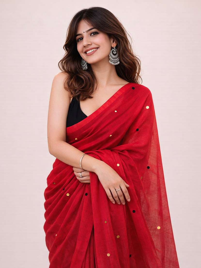 Women Solid With Work Handloom Saree With Blouse - 22615524 -  Standard Image - 1